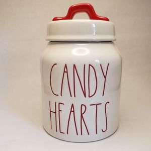New!   RAE DUNN - CANDY HEARTS canister jar in Red print